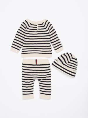 multi cable knit three-piece gift box for newborn tommy hilfiger