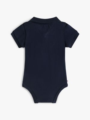 blue polo shirt bodysuit gift set for newborn tommy hilfiger