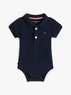 coffret cadeau body à col polo blue pour nouveau-né tommy hilfiger