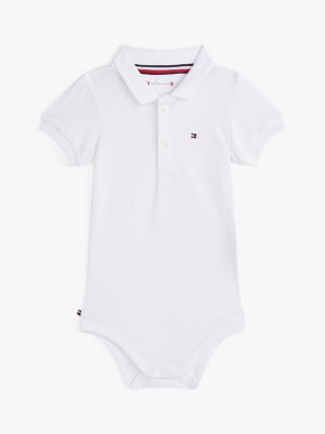 coffret cadeau body à col polo white pour nouveau-né tommy hilfiger