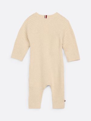 beige cable knit coverall gift box for newborn tommy hilfiger