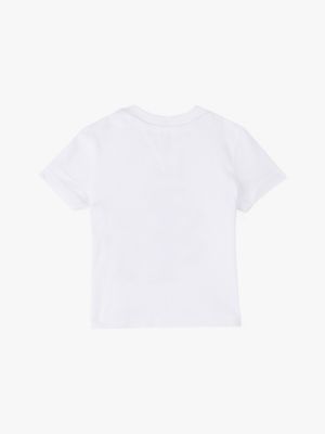 white graphic crew neck t-shirt for newborn tommy hilfiger