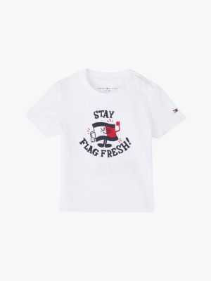 white graphic crew neck t-shirt for newborn tommy hilfiger