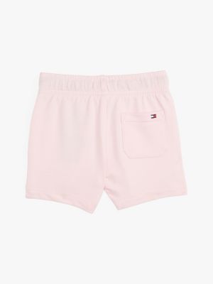 pantalón corto con cordón y cinta distintiva rosa de recién nacidos tommy hilfiger