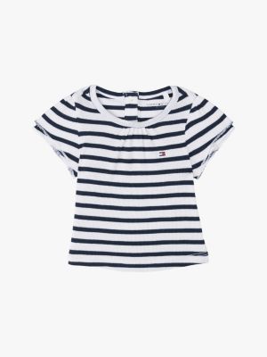 t-shirt a coste con motivo a righe multicolore da neonato tommy hilfiger