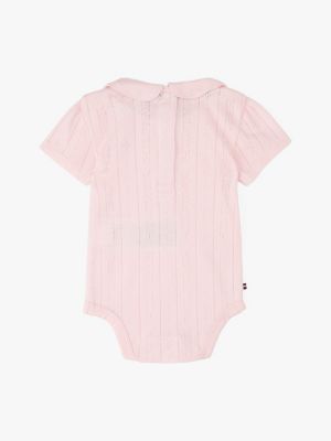 multi pointelle knit short sleeve bodysuit for newborn tommy hilfiger