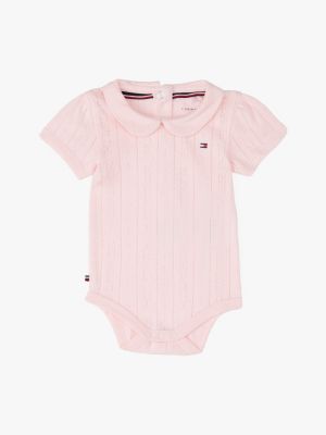 multi pointelle knit short sleeve bodysuit for newborn tommy hilfiger