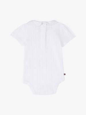 multi pointelle knit short sleeve bodysuit for newborn tommy hilfiger