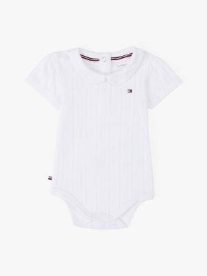 multi pointelle knit short sleeve bodysuit for newborn tommy hilfiger