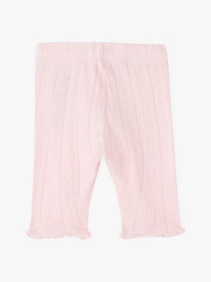 roze pointelle-gebreide slim fit legging voor baby's - tommy hilfiger