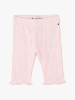 roze pointelle-gebreide slim fit legging voor baby's - tommy hilfiger