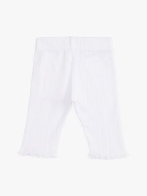 wit pointelle-gebreide slim fit legging voor baby's - tommy hilfiger