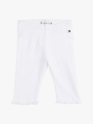 white slim fit leggings aus pointelle-strick für neugeborene - tommy hilfiger