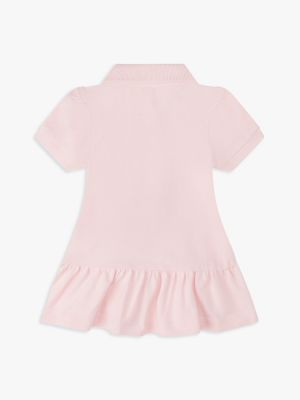 pink flag embroidery polo dress for newborn tommy hilfiger