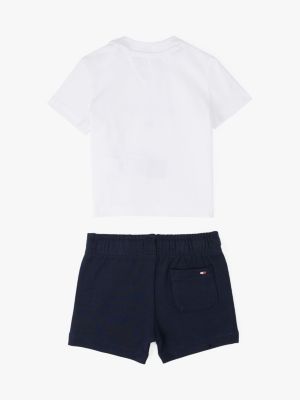 multi logo t-shirt and shorts set for newborn tommy hilfiger