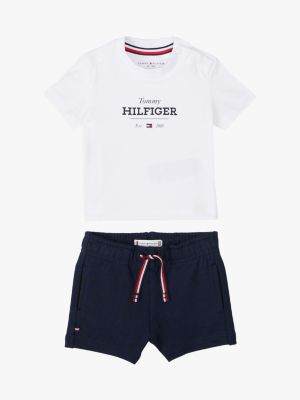 multi komplet z t-shirtem i szortami z logo dla noworodki - tommy hilfiger