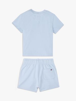 blue logo t-shirt and shorts set for newborn tommy hilfiger