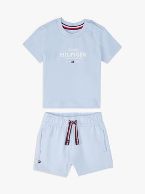 blue logo t-shirt and shorts set for newborn tommy hilfiger