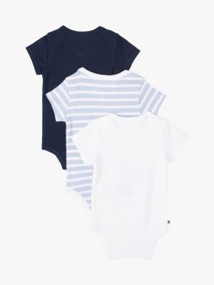 meerdere kleuren set van 3 rompers in cadeaudoos voor baby's - tommy hilfiger