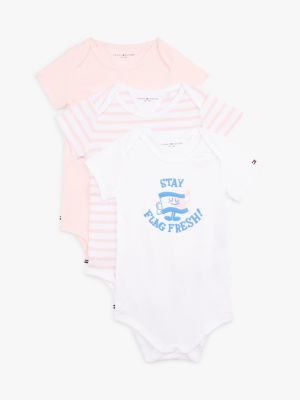 meerdere kleuren set van 3 rompers in cadeaudoos voor baby's - tommy hilfiger