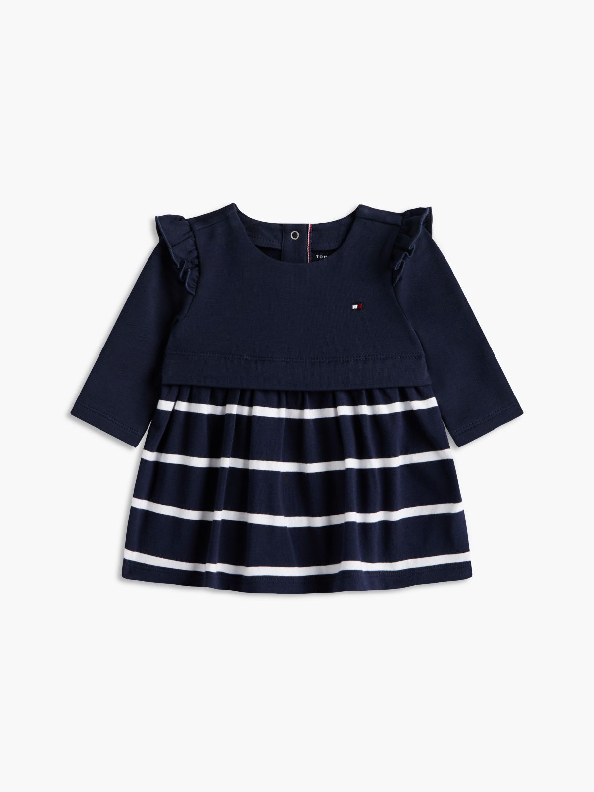 Essential Ruffle Knit Long Sleeve Dress — Blue
