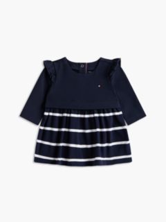 Essential Ruffle Knit Long Sleeve Dress — Blue 1