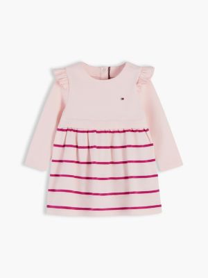 pink essential ruffle knit long sleeve dress for newborn tommy hilfiger