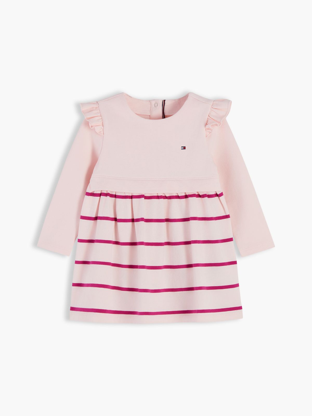 Essential Ruffle Knit Long Sleeve Dress — Pink
