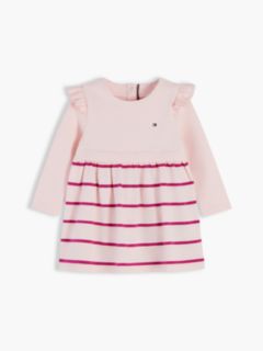 Essential Ruffle Knit Long Sleeve Dress — Pink 1