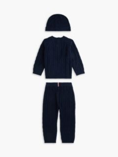 Cable Knit Three-Piece Outfit Gift Box — Blue 3
