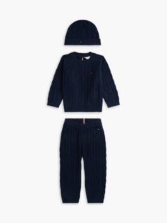 Cable Knit Three-Piece Outfit Gift Box — Blue 1
