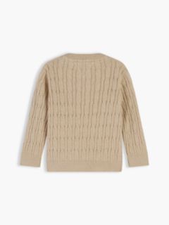 Flag Embroidery Cable Knit Jumper — Beige 2