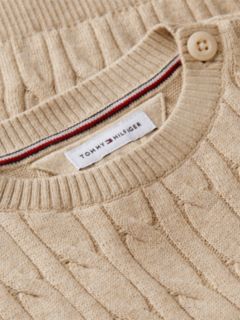 Flag Embroidery Cable Knit Jumper — Beige 3