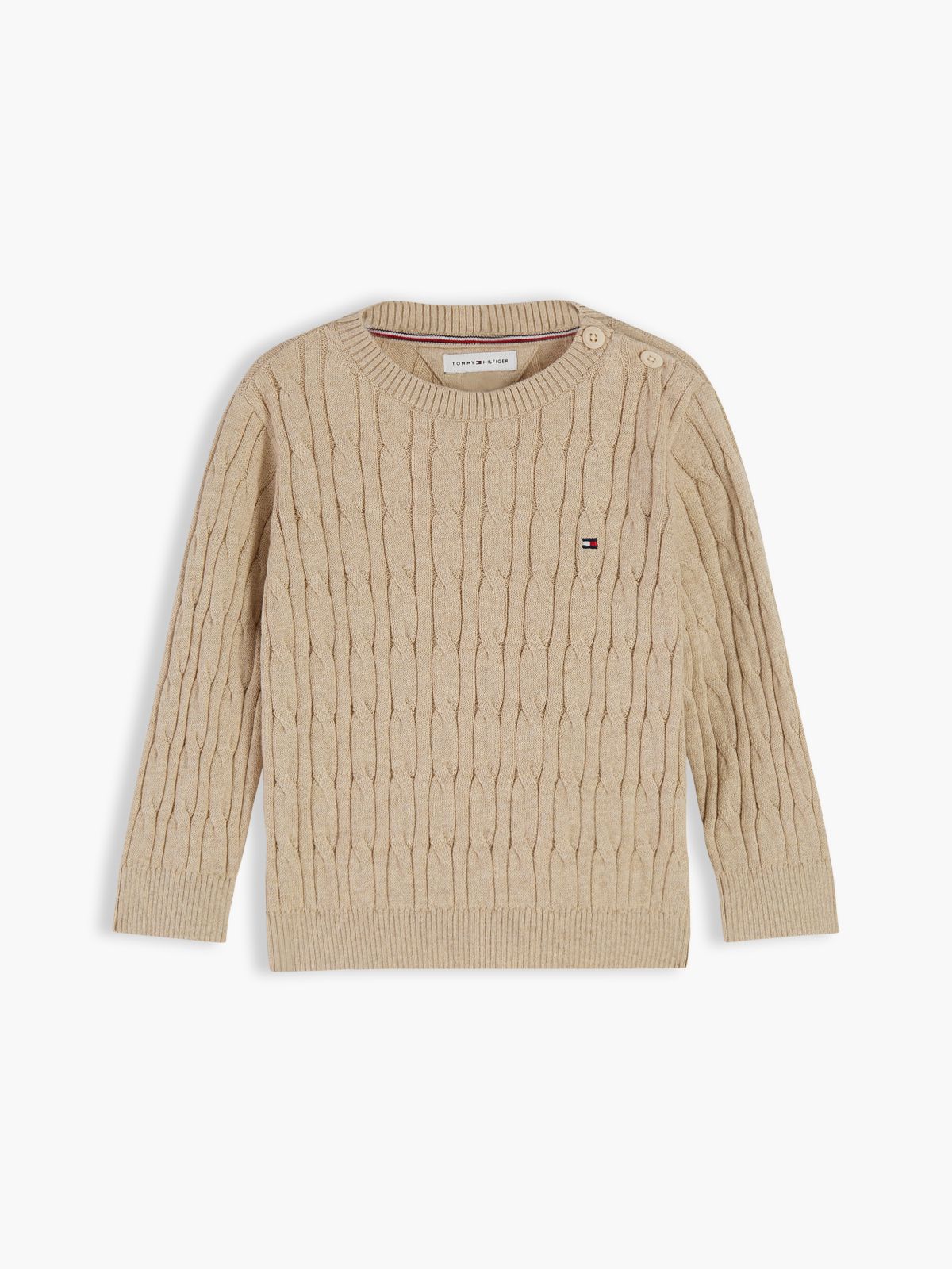 Flag Embroidery Cable Knit Jumper — Beige