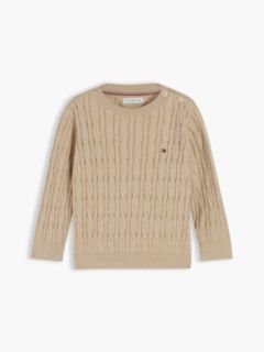 Flag Embroidery Cable Knit Jumper — Beige 1