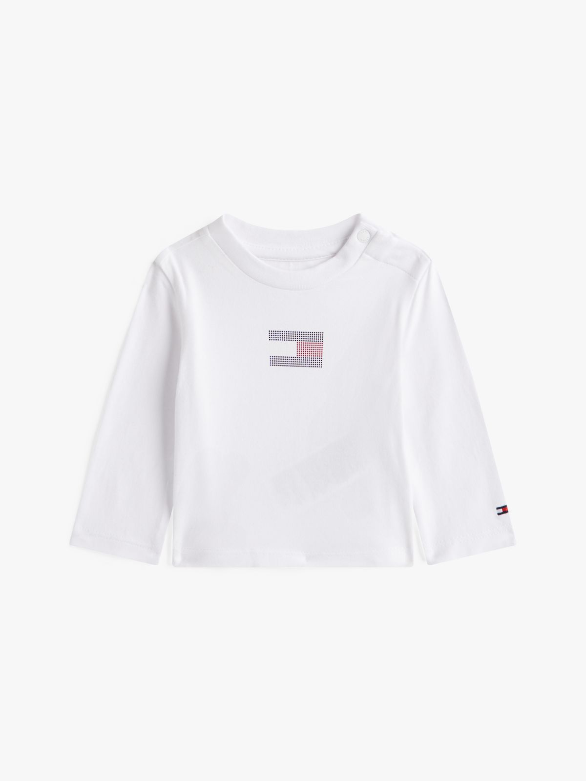 Diamanté Flag Long Sleeve T-Shirt — White