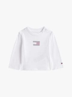 Diamanté Flag Long Sleeve T-Shirt — White 1