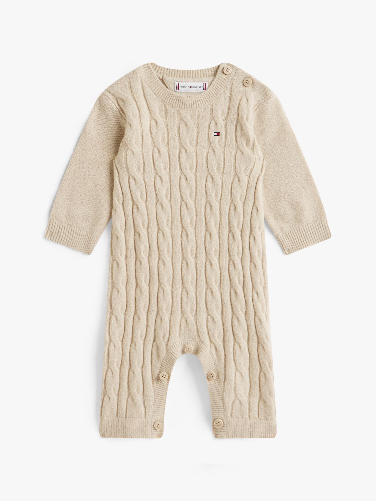 Cable Knit Relaxed Coverall — Beige