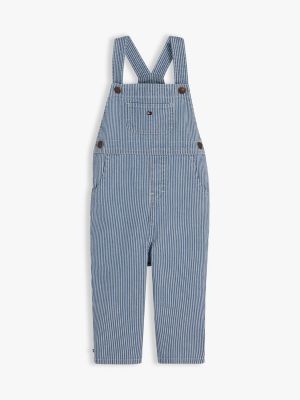 blue railroad stripe denim dungarees for newborn tommy hilfiger