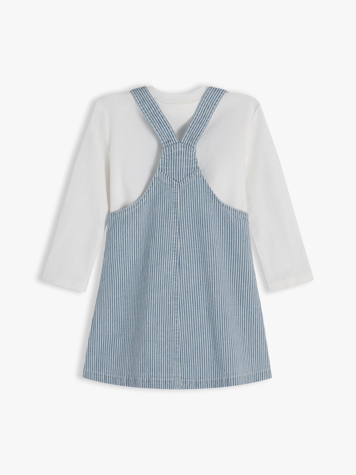 Denim Stripe Dungaree Dress And T-Shirt Set — Multi