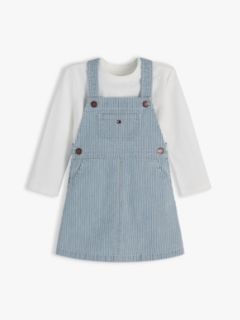 Denim Stripe Dungaree Dress And T-Shirt Set — Multi 1