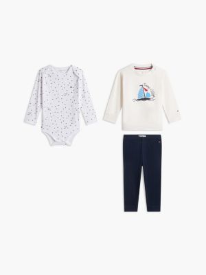 multi essential three-piece outfit gift box for newborn tommy hilfiger