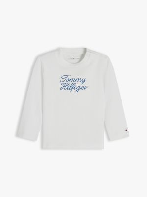 t-shirt à manches longues et logo corde white pour nouveau-né tommy hilfiger