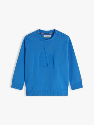 blue essential intarsia jumper for newborn tommy hilfiger