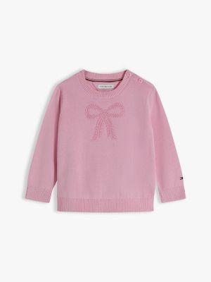 pink essential intarsia jumper for newborn tommy hilfiger