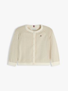 Essential Stripe Cardigan — Beige 1