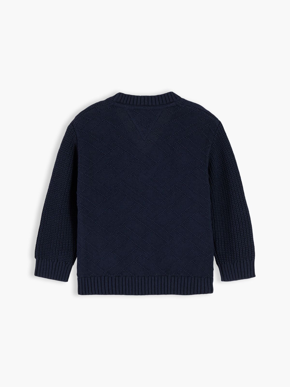 Intarsia Flag Relaxed V-Neck Cardigan — Blue