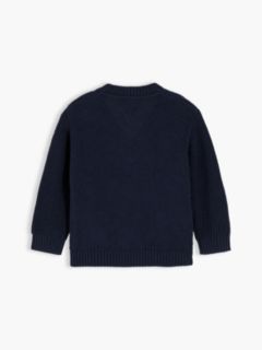 Intarsia Flag Relaxed V-Neck Cardigan — Blue 2