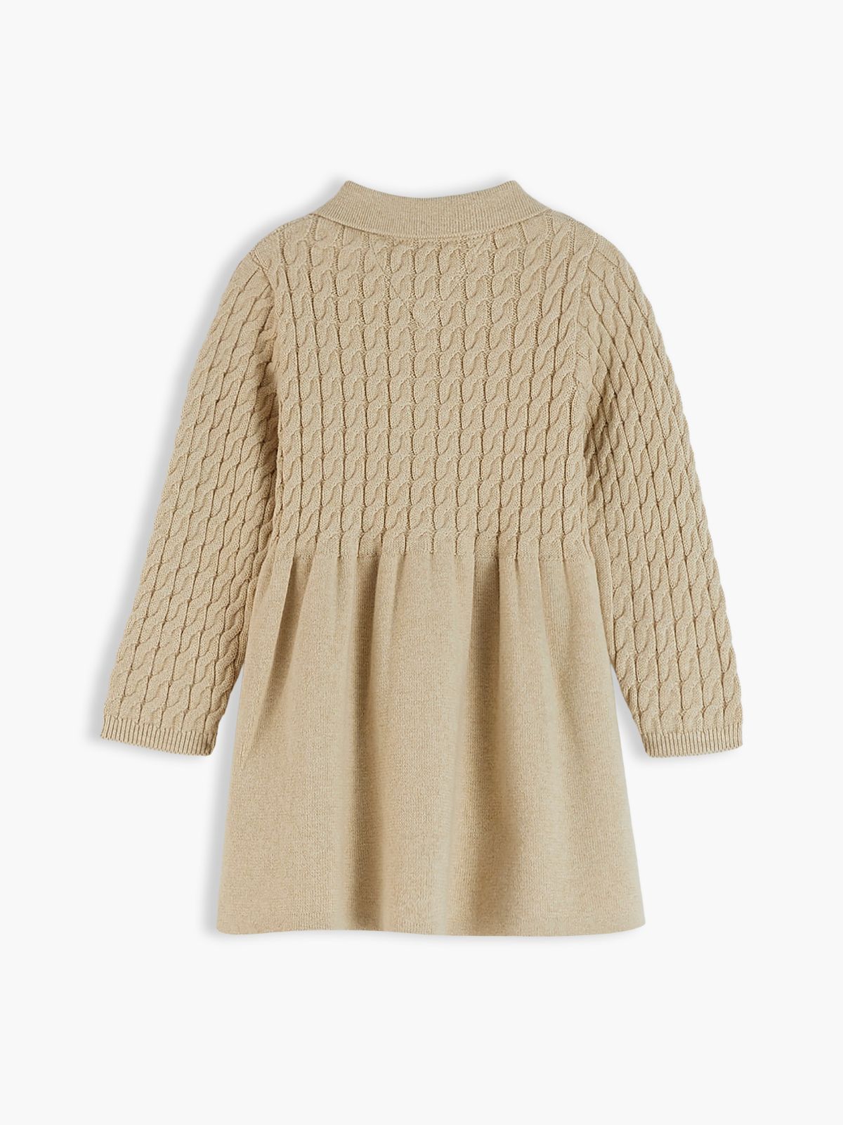 Cable Polo Jumper Dress — Beige
