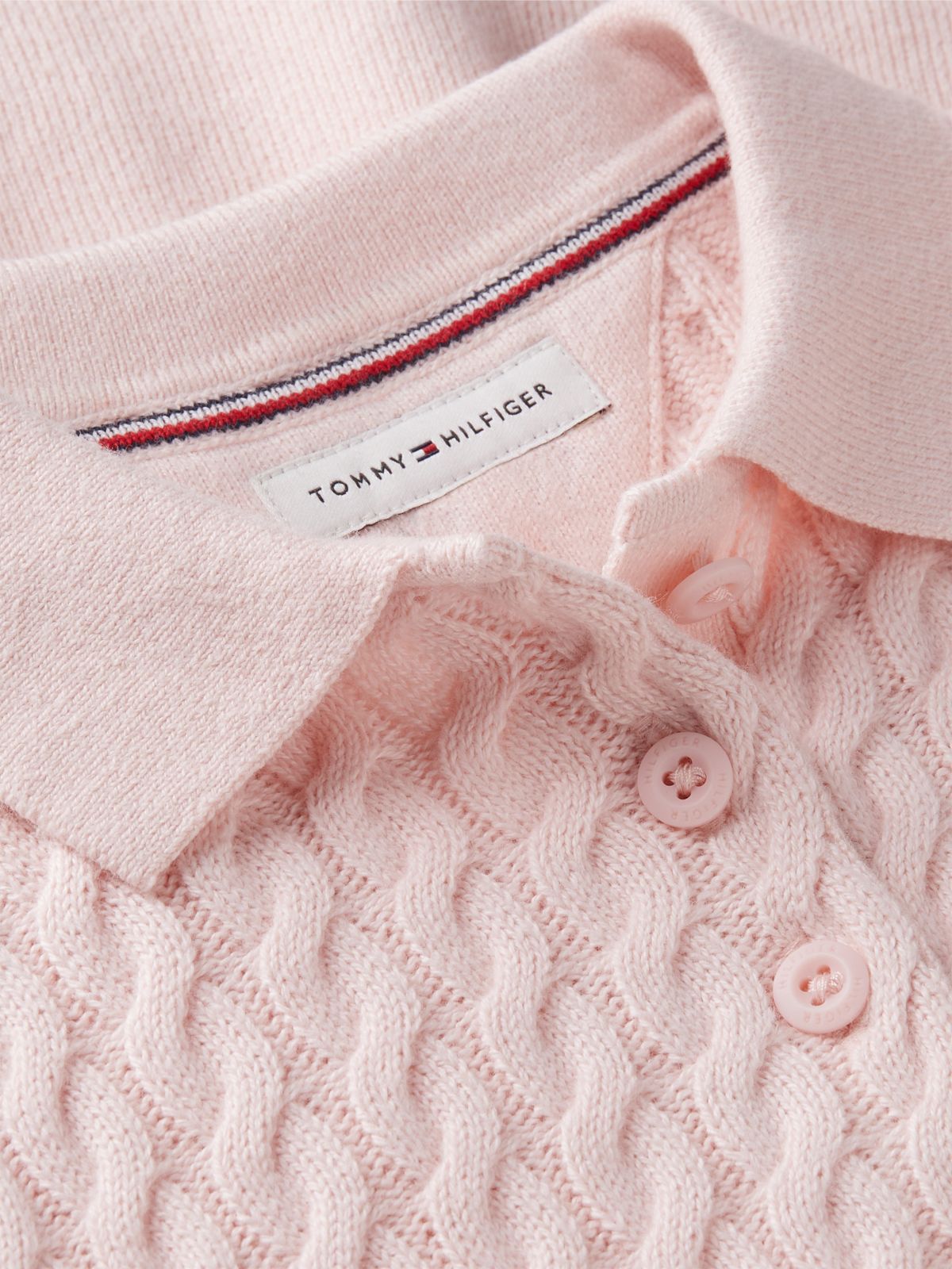 Cable Polo Jumper Dress — Pink